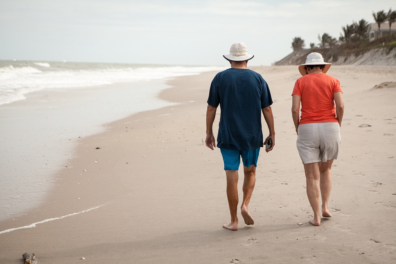 Couple walking on beach